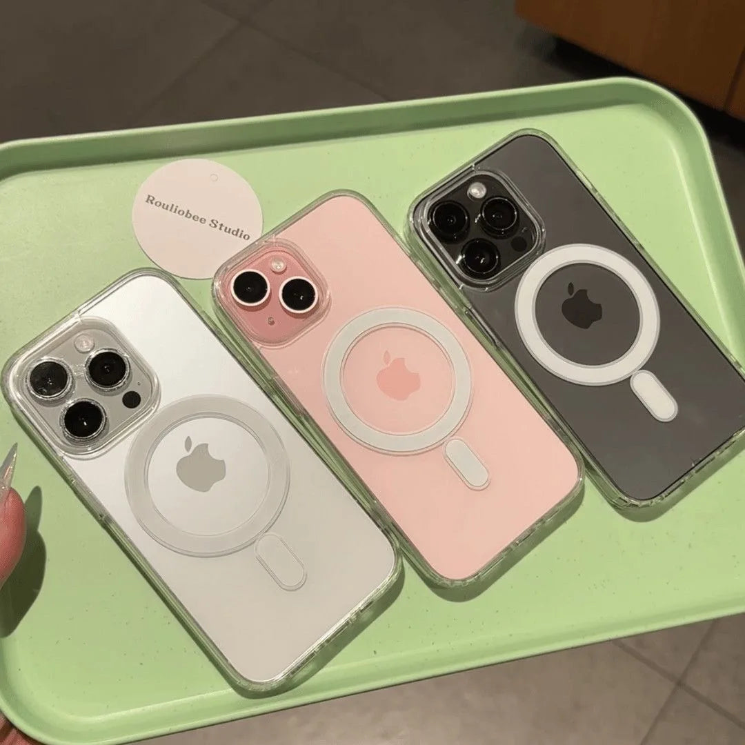 Original Transparent for Magsafe Wireless Charge Magnetic Phone Case for Iphone 17 16 15 14 13 12 11 Pro Max Acrylic Cover